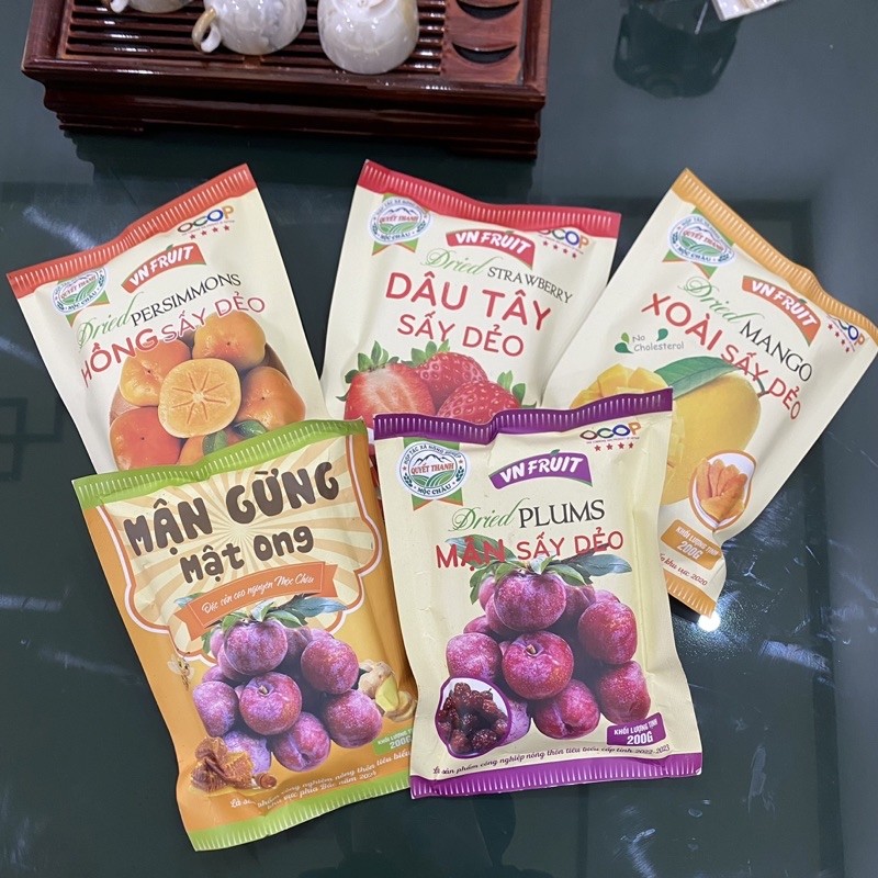 Combo 5 loại hoa quả sấy dẻo Mộc Châu (htx Quyết Thanh - gói 200gr)