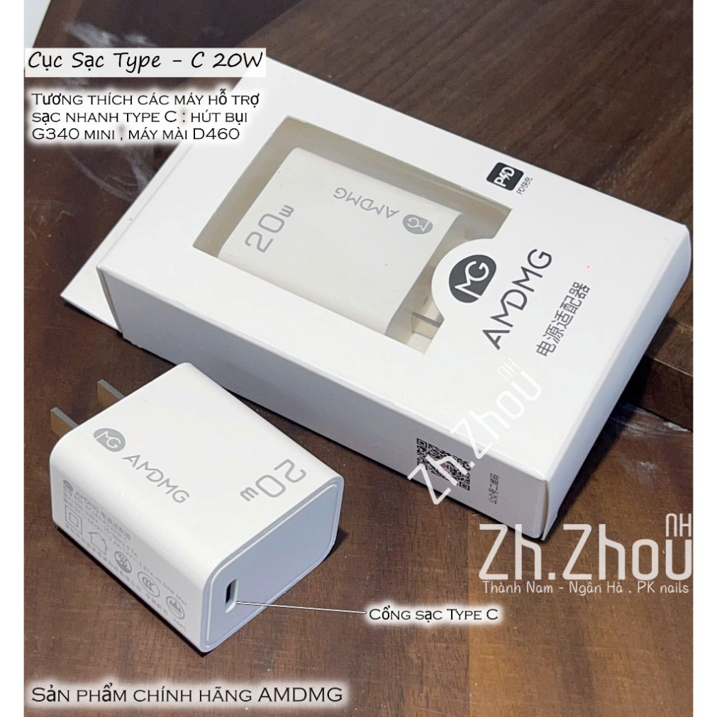 Cốc Sạc Nhanh AMDMG 20W type c, sạc máy hút bụi AMDMG G340 mini, sạc máy máy AMDMG D460