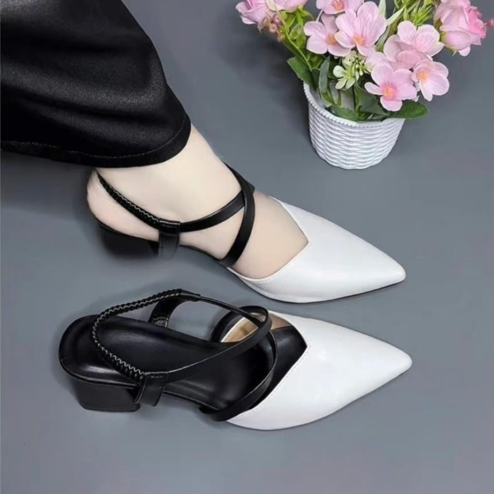 Giày Cao Gót Nữ 3cm 5cm 7cm Gót Vuông Bít Mũi Da Mềm Dây Mảnh Vòng Cổ - BM131 ( Phom Nhỏ Nâng Size)