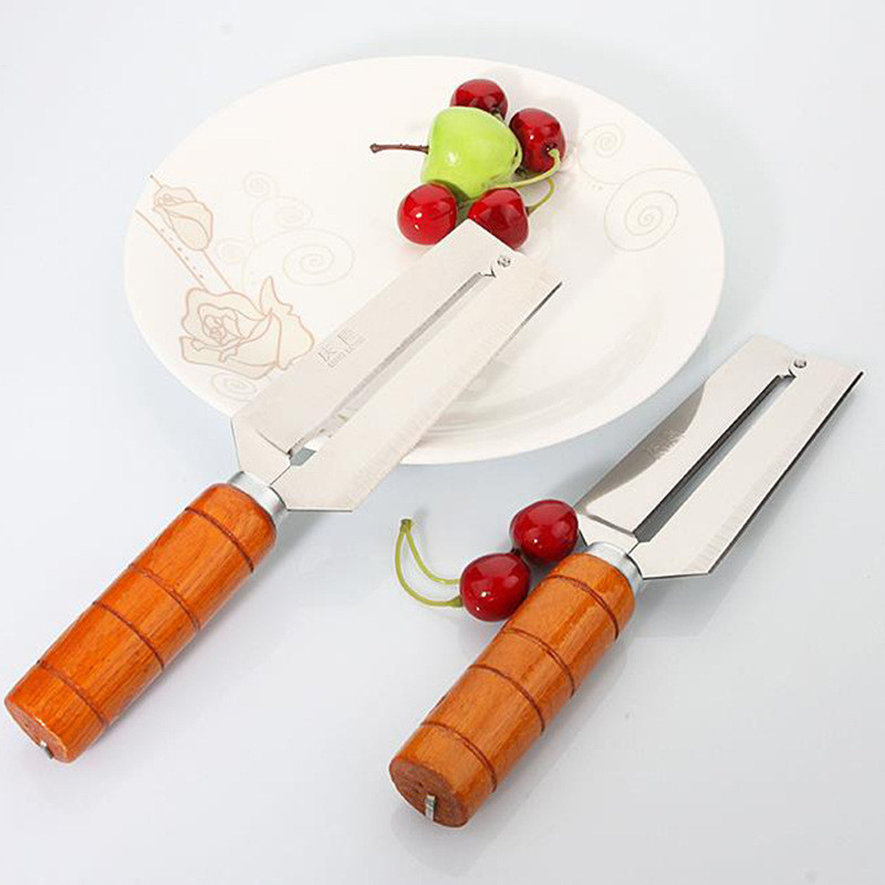 Dao Bào Cán Gỗ 2 Lưỡi Dài 20Cm Đầu Bằng