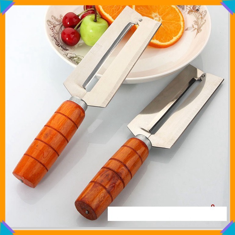 Dao Bào Cán Gỗ 2 Lưỡi Dài 20Cm Đầu Bằng