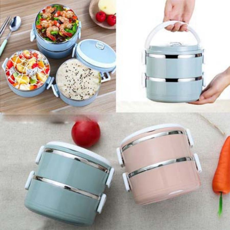 Hộp Đựng Cơm Lúa Mạch 2 Tầng Lõi Inox Cao Cấp