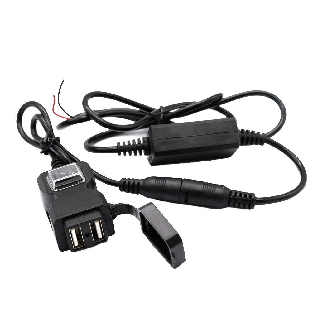 Bộ Sạc Điện Thoại Gắn Xe Máy 2 Cổng Usb Có Nút On, Off Tiện Lợi Dây Dài 1.5M Tiện Lợi