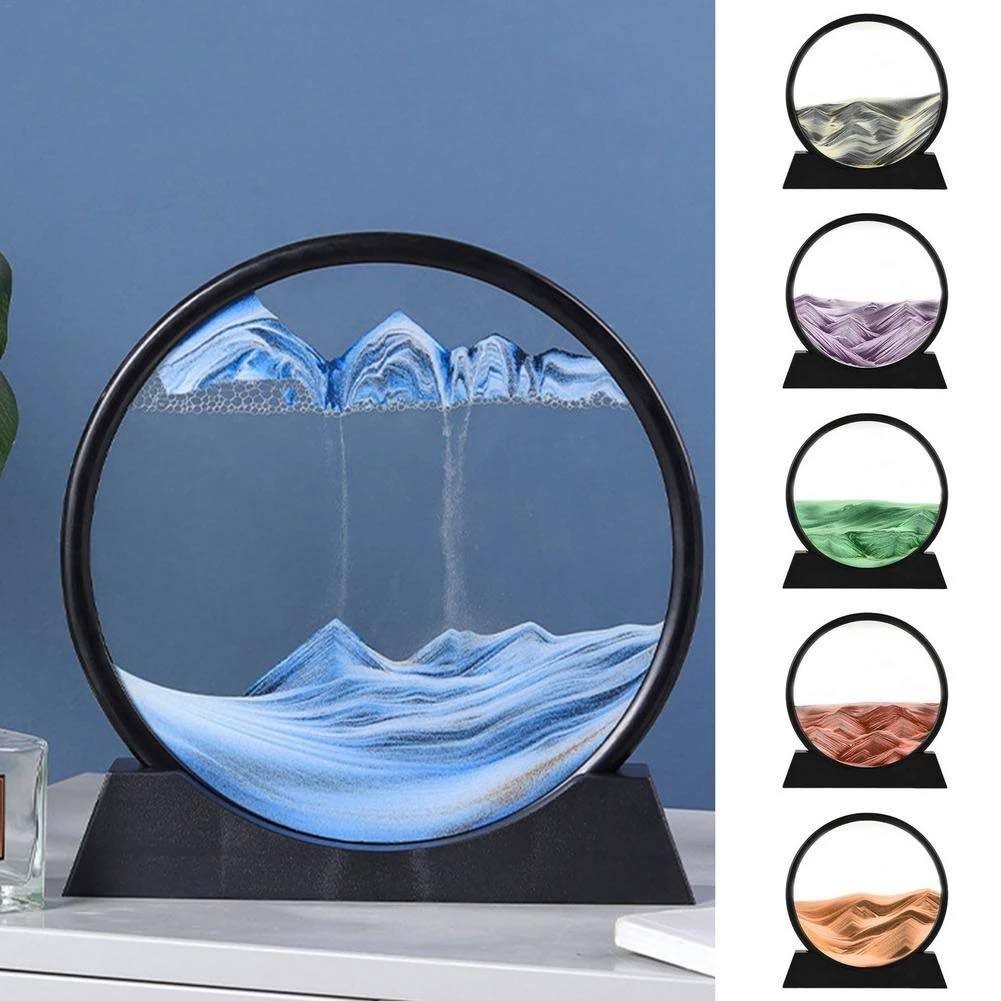 Tranh Cát Pha Lê Tròn 18Cm Chuyển Động Cực Đẹp Giúp Thư Giãn Giảm Stress Kèm Đế