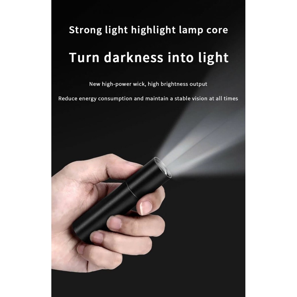 Đèn Pin Led Mini 3 Chế Độ Kiểu Ống Lồng Cầm Tay Sạc Usb Chống Nước Siêu Sáng Chiếu Tập Trung/ Tầm Xa Tiện Lợi