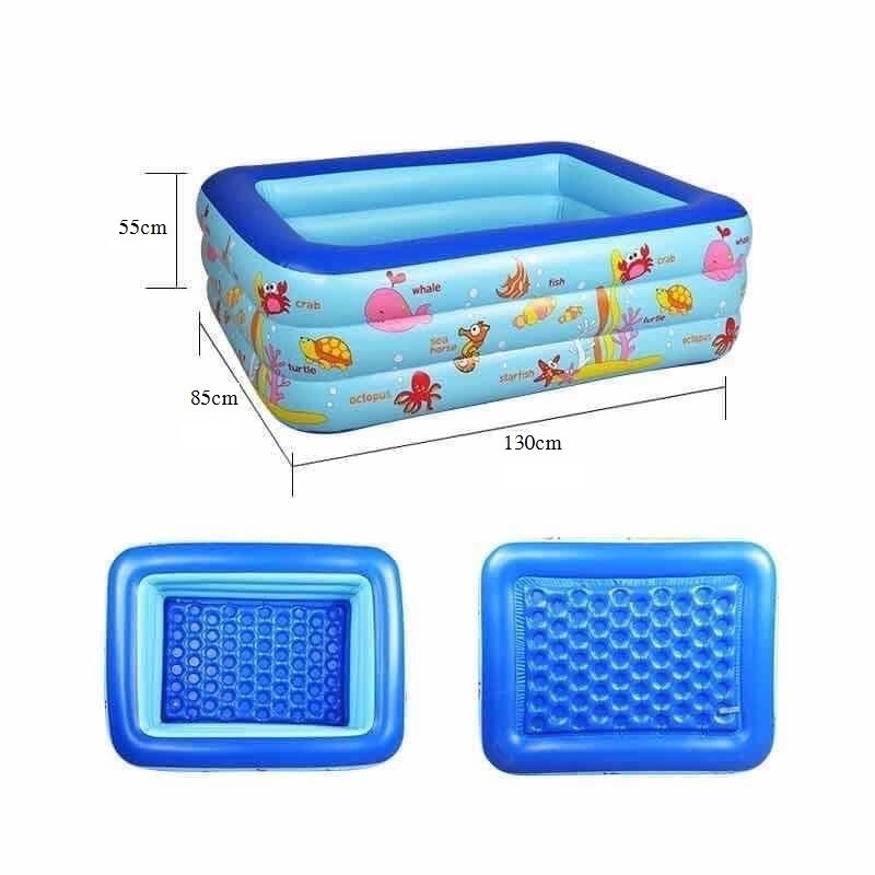 Bể Bơi Cho Bé 3 Tầng 1.3M Hình Chữ Nhật Kèm Miếng Vá