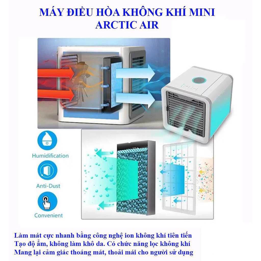 Quạt Điều Hòa Phun Sương Mini 17Cm Làm Mát Không Khí Arctic Air