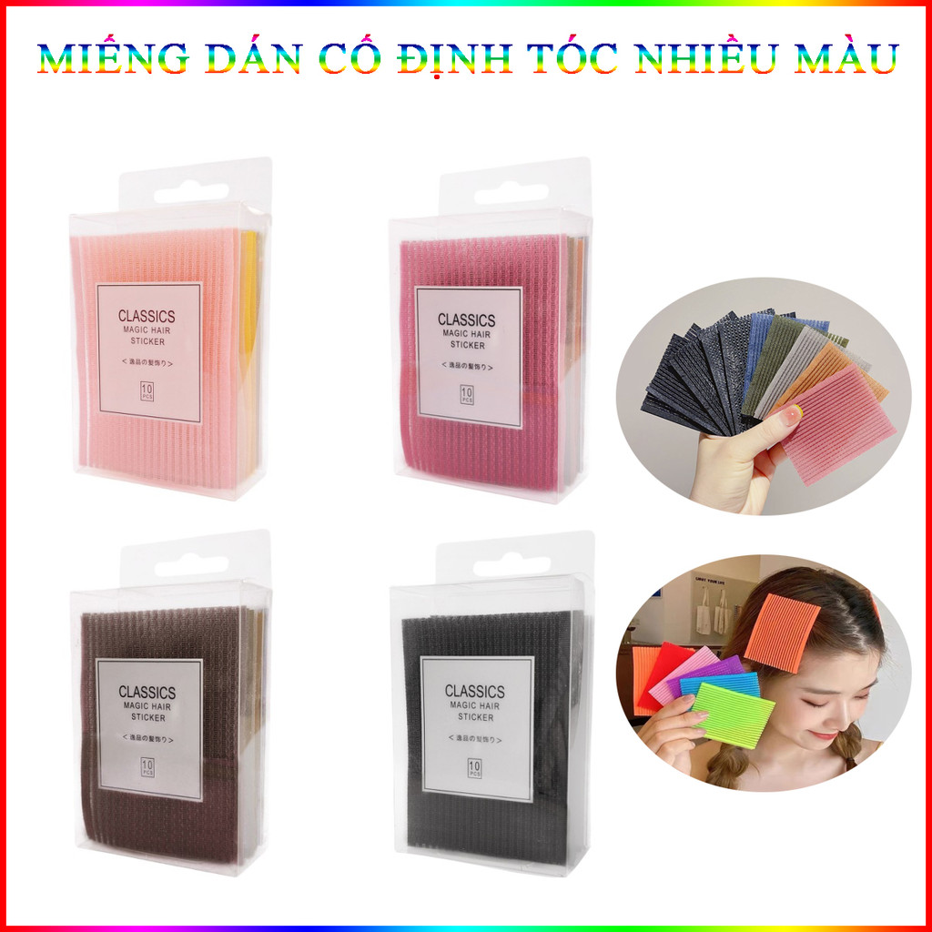 Hộp 10 Miếng Dán Tóc Hình Vuông Cho Nữ 8X6Cm Dễ Thương Nhiều Màu