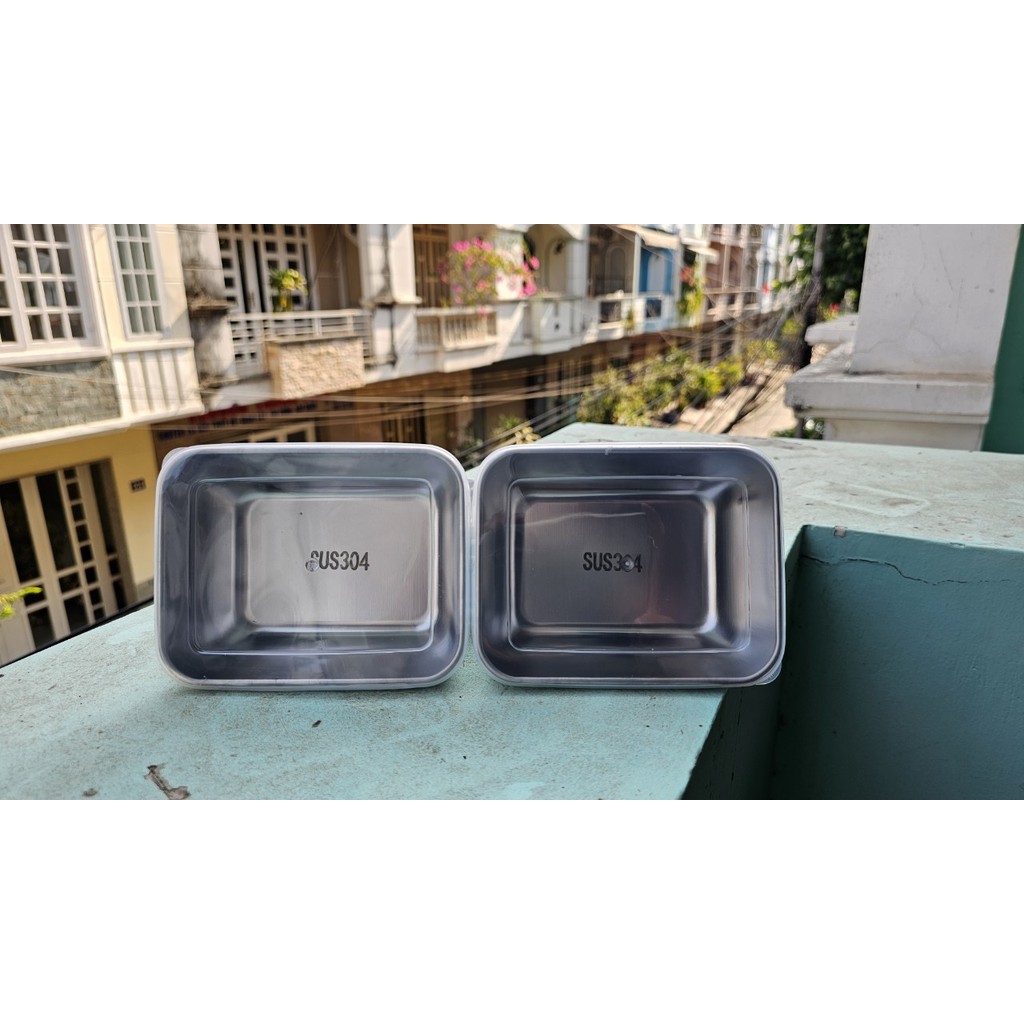 Hộp Lạnh Inox 304 Đế Tròn Có Nắp Đựng Tiện Lợi Size 13,5X10,5X5,5Cm