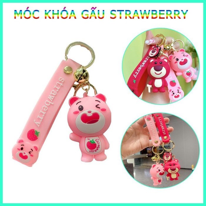 Móc Khoá Hình Gấu Strawberry Dễ Thương Xinh Yêu