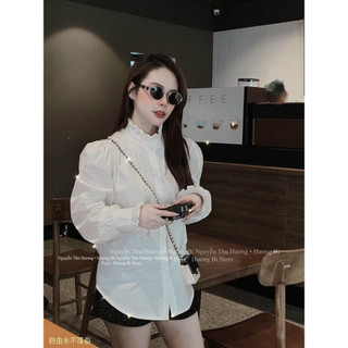 Áo sơ mi đính đá cổ trụ bèo xinh, Áo sơ mi nữ trắng kiểu sang chảnh A012 MOLLY HÔUSE STORE