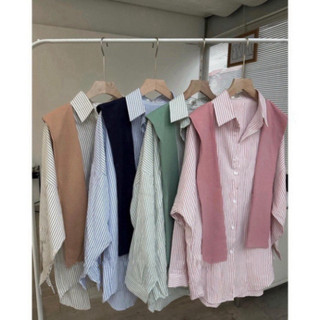 [tặng kèm khăn] Áo sơ mi nữ kẻ kèm KHĂN, Áo sơ mi ulzzang unisex phong cách Hàn Quốc chất mềm mịn FORM RỘNG Mã SM04