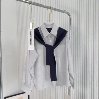 [tặng kèm khăn] Áo sơ mi nữ kẻ kèm KHĂN, Áo sơ mi ulzzang unisex phong cách Hàn Quốc chất mềm mịn FORM RỘNG Mã SM04