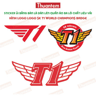 Sticker ủi Thuantem in hình logo SK T1 World Champions Badge thiết kế theo yêu cầu