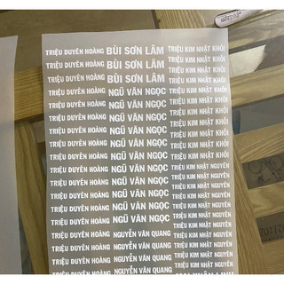 STICKER ỦI THUANTEM IN THEO YÊU CẦU ĐỂ PHÂN BIỆT ĐỒ, THAY FONT, MÀU SẮC, KÍCH THƯỚC THEO YÊU CẦU