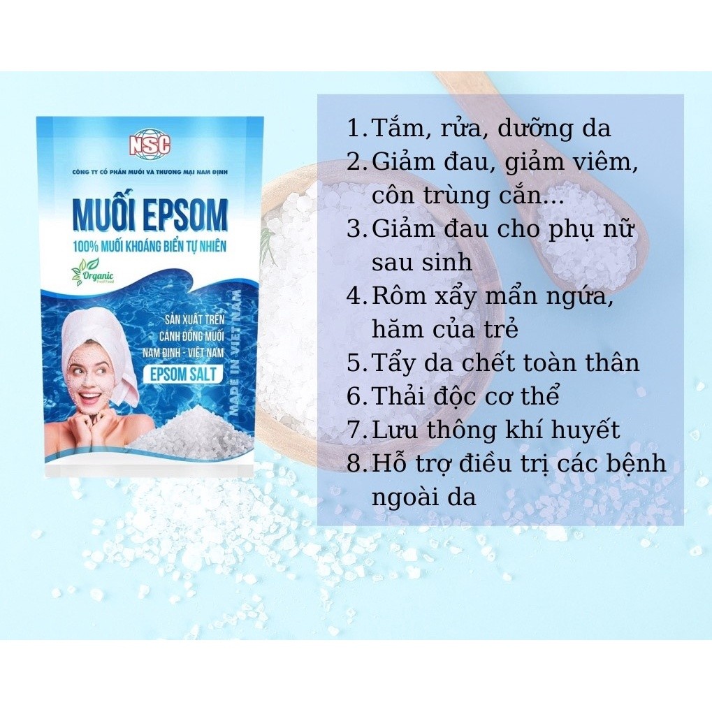 Muối Epsom Nam Định NSC muối khoáng tự nhiên 200g Giải tỏa căng thẳng cơ bắp