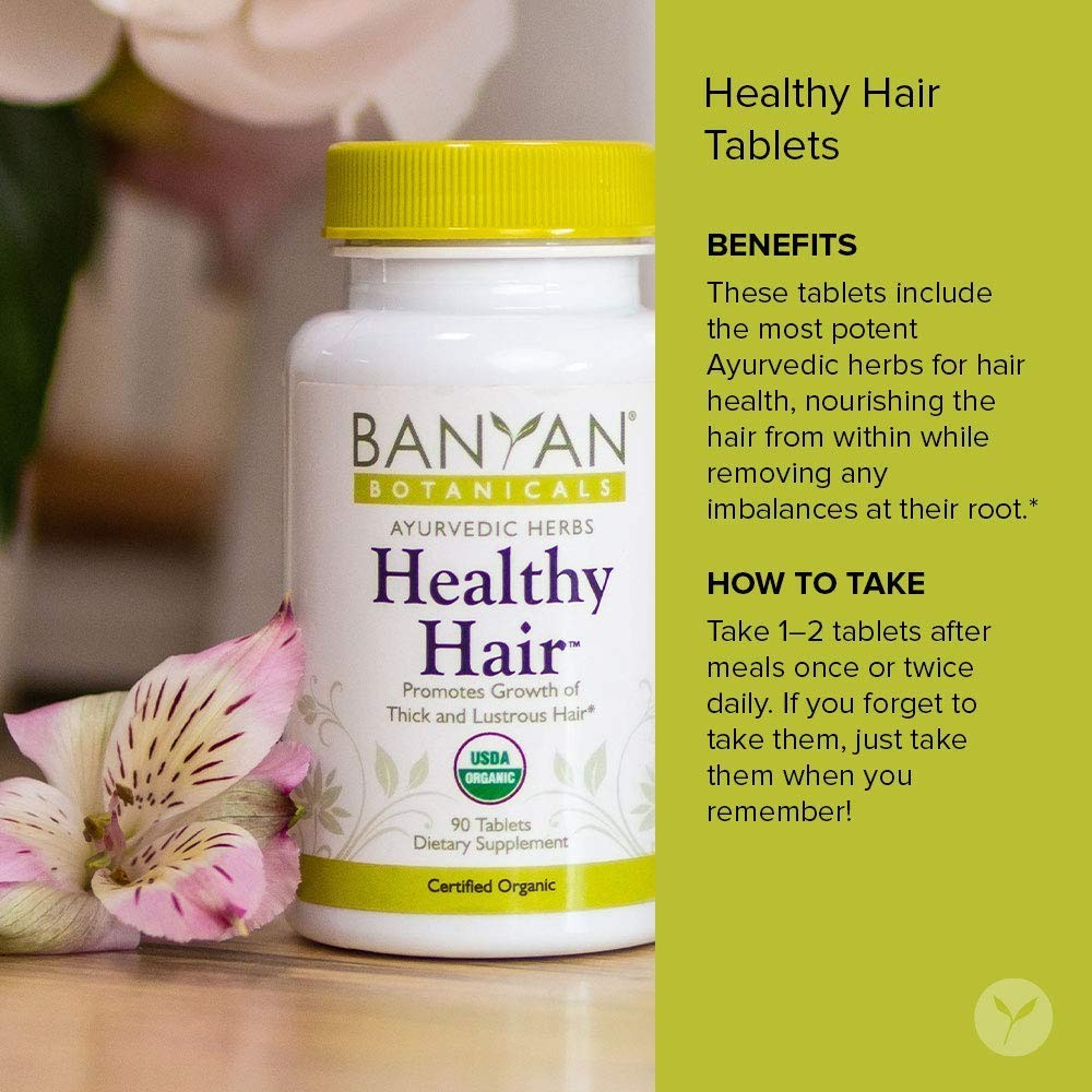 Viên dưỡng mọc tóc Banyan Botanicals Healthy Hair, Total Body/ Blood Cleanse, Ashwagandha, Triphala