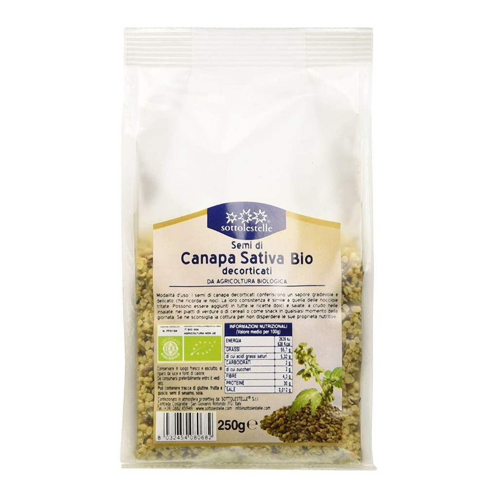 Hạt gai d ầ u hữu cơ đã tách vỏ Sottolestelle 250g