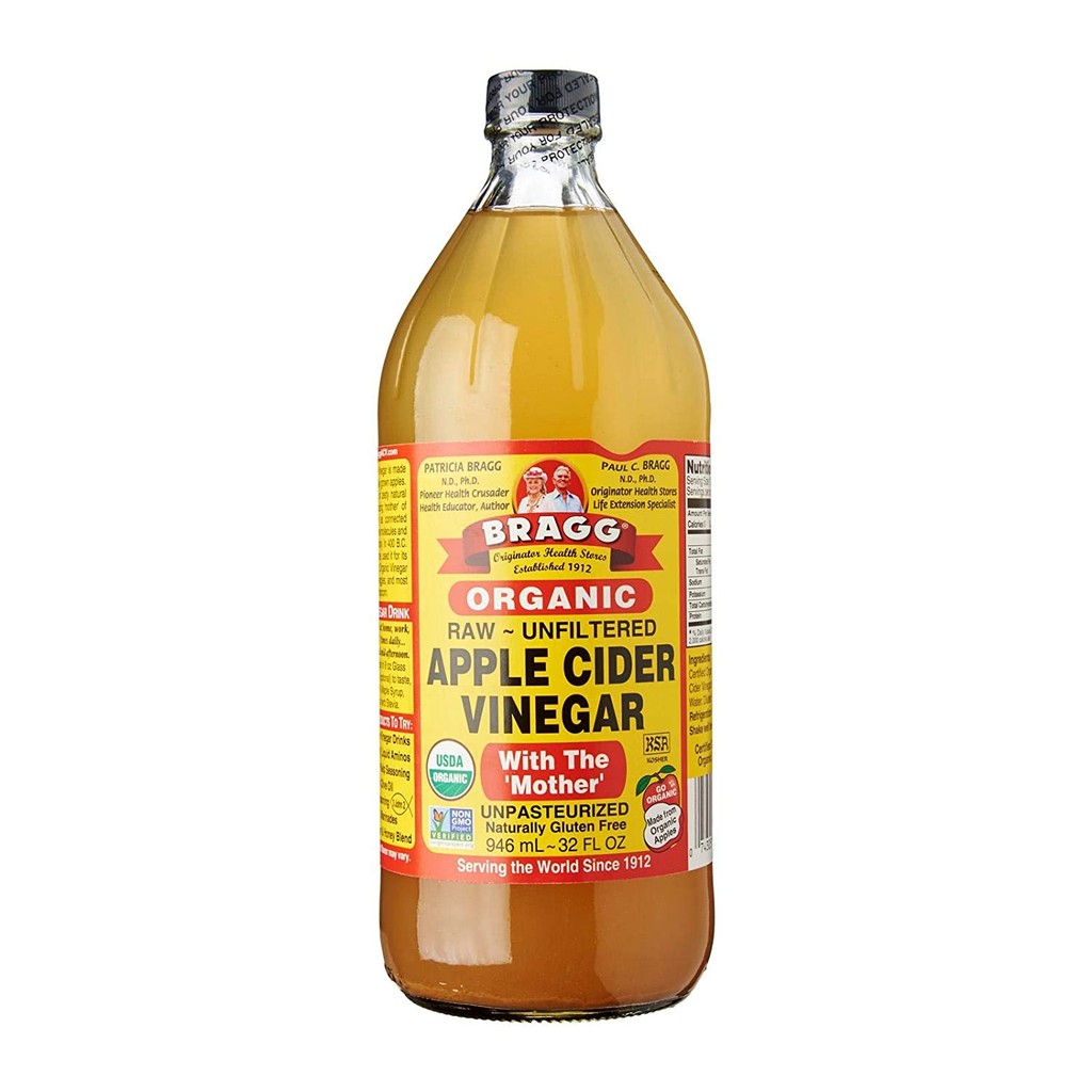Giấm táo hữu cơ Bragg Organic Raw Apple Cider Vinegar có con giấm