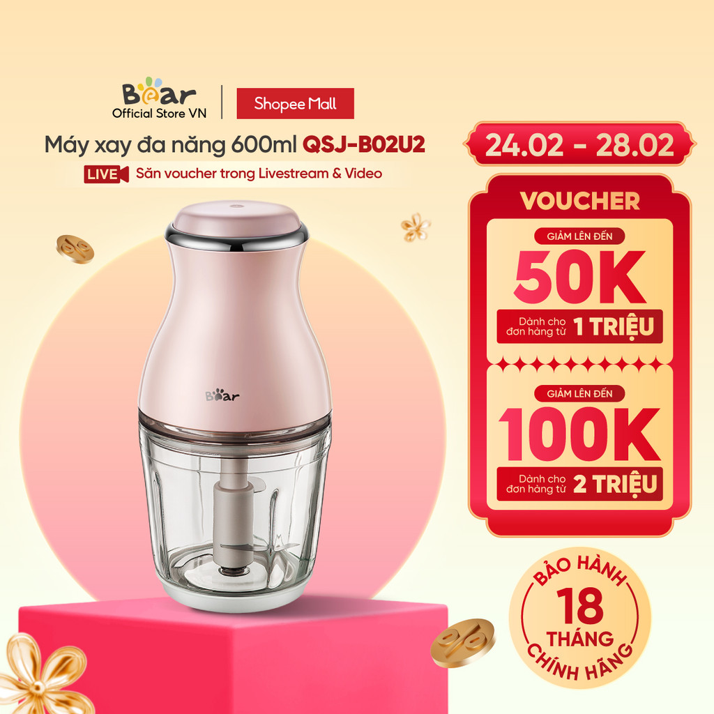 Product image Máy Xay Thực Phẩm Đa Năng Bear 0.6L B02U2/B02X5 - Hàng Chính Hãng 1