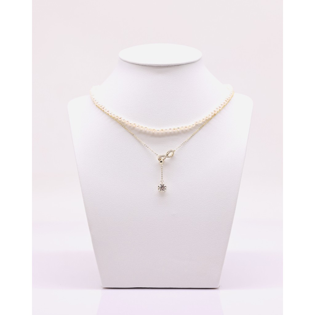 DC27 - Combo Dây chuyền ngọc trai nước ngọt, trai 5-6 li, dài 38cm-45cm, và dây chuyền mạ vàng 18K