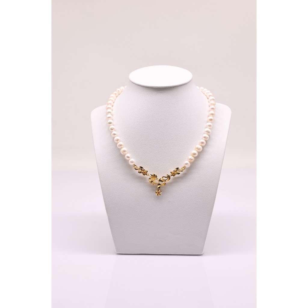 DC36 - Dây chuyền ngọc trai nước ngọt, trai 7-8 li, dài 45cm.  mạ vàng 18K. Forever Young Pearl - Quà tặng 20/10