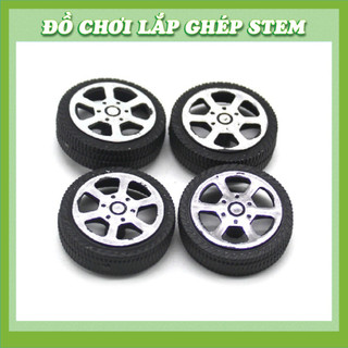 (Combo 4) Bánh xe nhựa- Phụ kiện lắp ráp đồ chơi giáo dục STEM - Học liệu