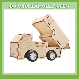 Xe tải ben - Đồ chơi lắp ghép gỗ - Đồ chơi giáo dục STEM STEAM - Học liệu