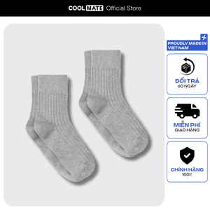 Combo 2 đôi Tất cổ trung Cotton Ribbed Coolmate thoáng khí thấm hút mồ hôi tốt