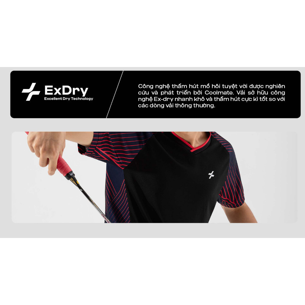 [MUA 4 GIẢM 20%]Áo thun thể thao nam chơi pickleball cầu lông Racquet Sport Graphic Red Line Thoáng khí Coolmate