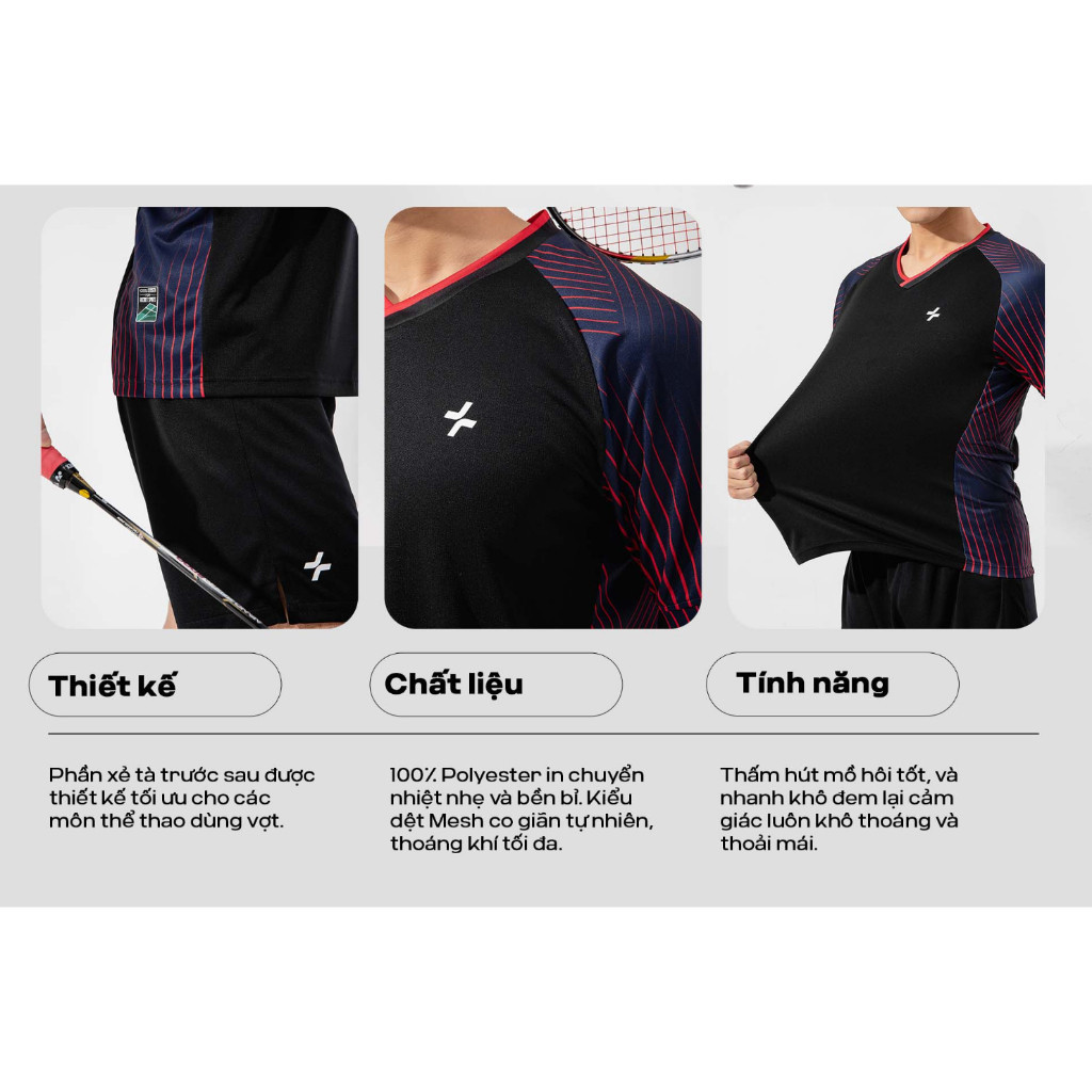 [MUA 4 GIẢM 20%]Áo thun thể thao nam chơi pickleball cầu lông Racquet Sport Graphic Red Line Thoáng khí Coolmate