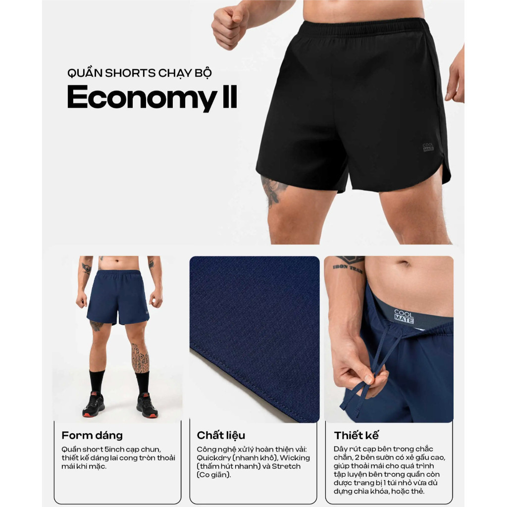 [MUA 2 GIẢM 5%]Quần shorts thể thao Maxcool Economy II thoải mái vận động, quần pickleball giá tốt Coolmate