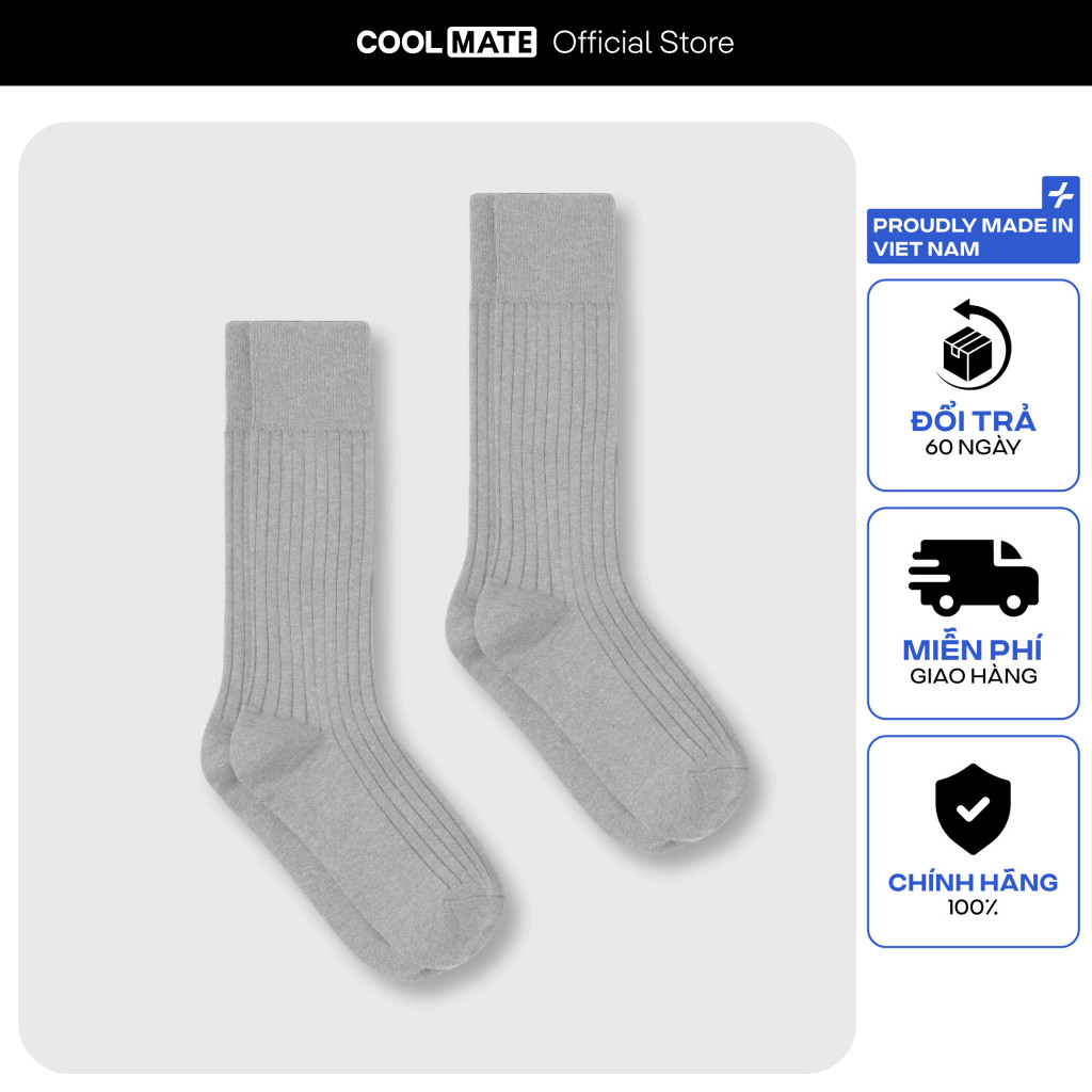 [MUA 2 GIẢM 5%]Combo 2 đôi Tất cổ dài Cotton Ribbed Coolmate thoáng khí, thấm hút tốt