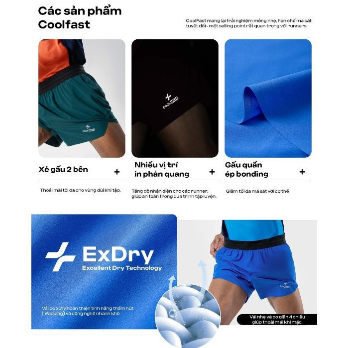 [MUA 2 GIẢM 5%]Quần shorts nam thể thao chạy bộ CoolFast không đường may 3.5 inch thoáng khí Coolmate