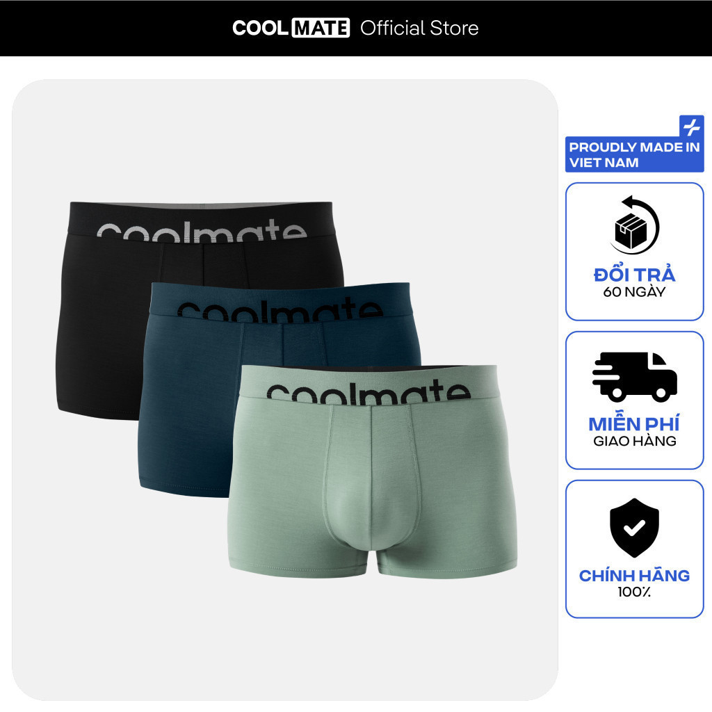 [GIÁ TỐT TRÊN LIVE]Combo 3 quần lót nam trunk Lenzing Modal cạp logo vải êm mềm, kháng khuẩn tự nhiên Coolmate