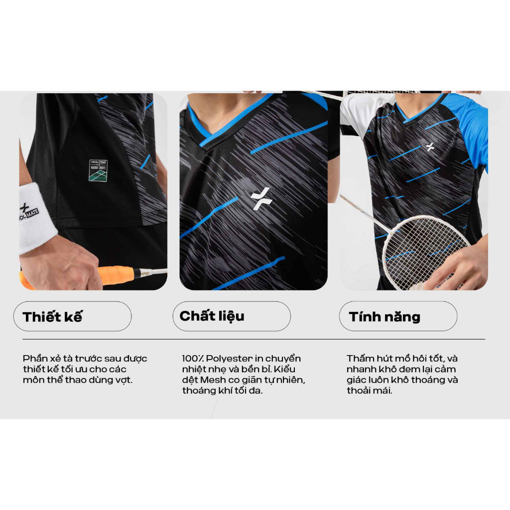 [MUA 4 GIẢM 20%]Áo thun thể thao pickleball cầu lông Racquet Sport Graphic Slash ExDry thoáng khí Coolmate