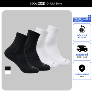 Combo 2 đôi tất vớ nam Thể Thao Cổ Trung Cushion chất liệu cotton thoáng khí Coolmate