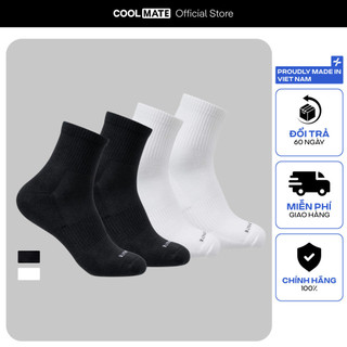 Combo 2 đôi tất vớ nam Thể Thao Cổ Trung Cushion chất liệu cotton thoáng khí Coolmate