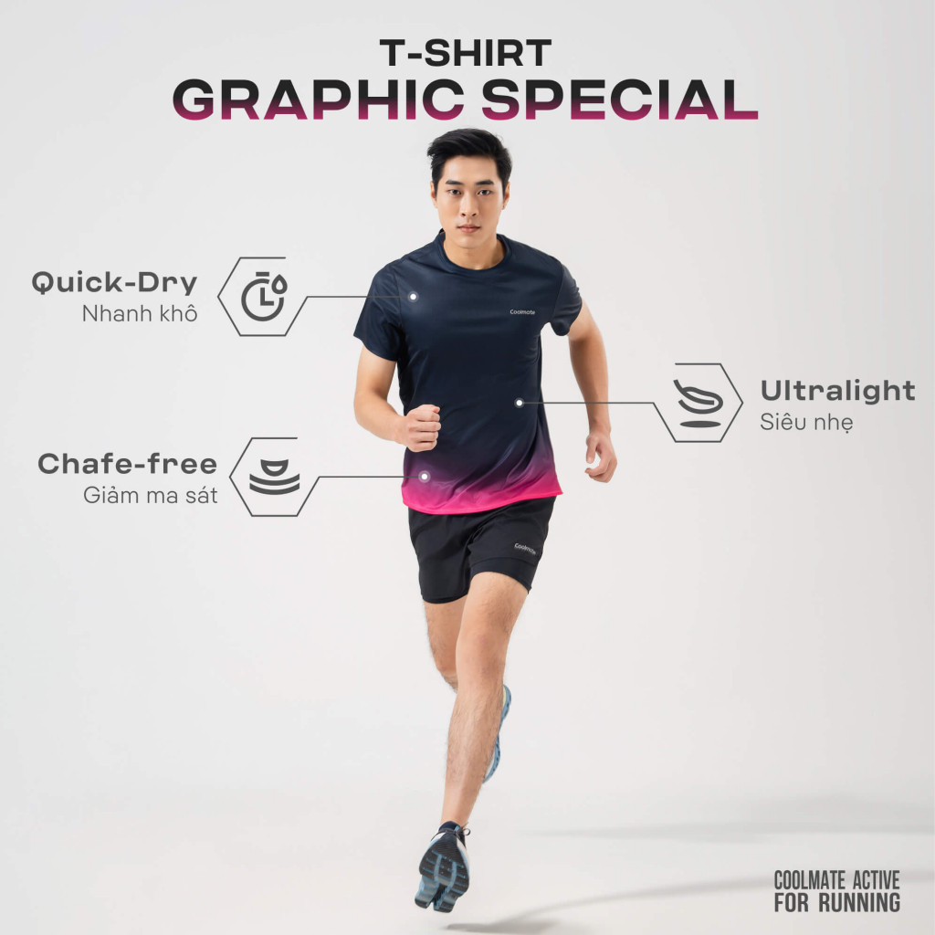 [GIÁ TỐT TRÊN LIVE]Combo 2 áo thun thể thao chạy bộ graphic siêu nhẹ thấm hút đa dạng màu Coolmate