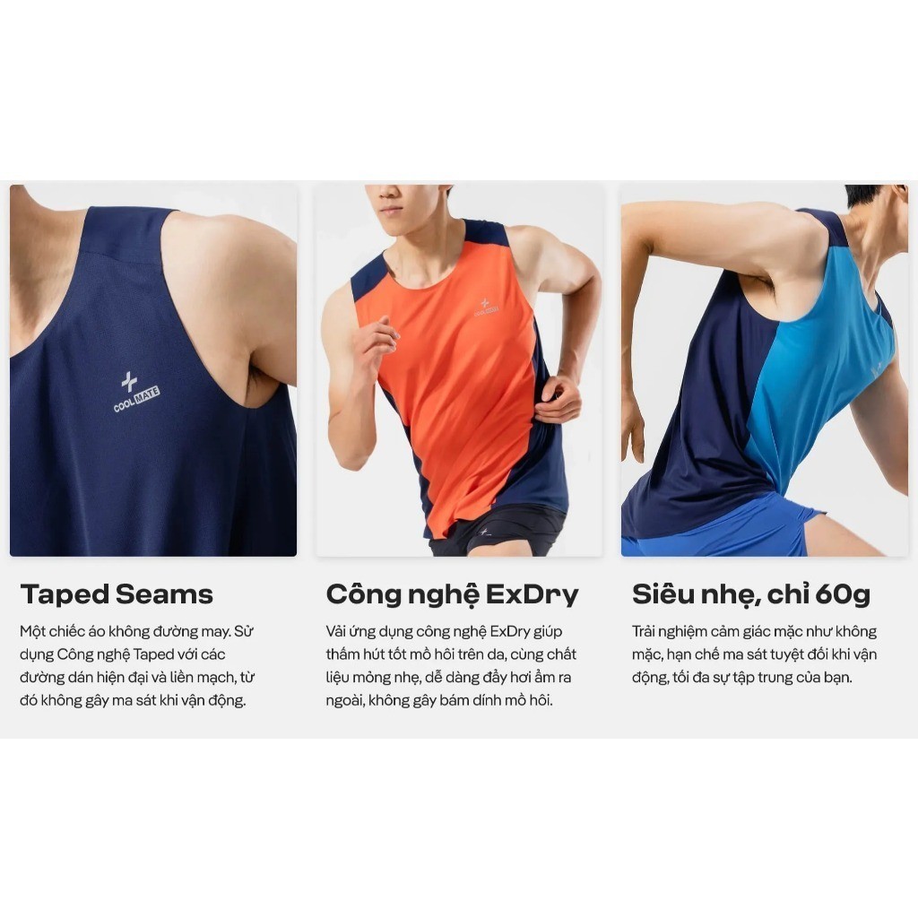 [MUA 4 GIẢM 20%]Áo Singlet nam thể thao chạy bộ không đường may seamless CoolFast V2 Coolmate