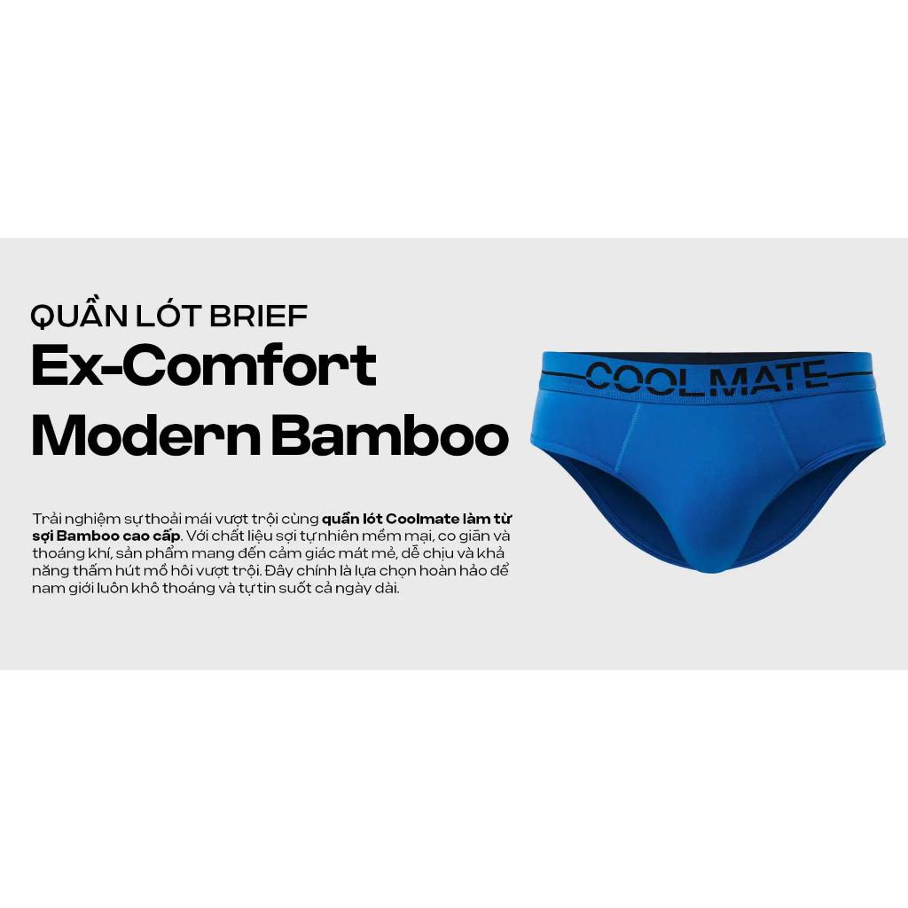 [MUA 3 TẶNG 1]Combo 3 Quần lót Nam Brief Ex-Comfort Modern Bamboo mềm mại kháng khuẩn Coolmate
