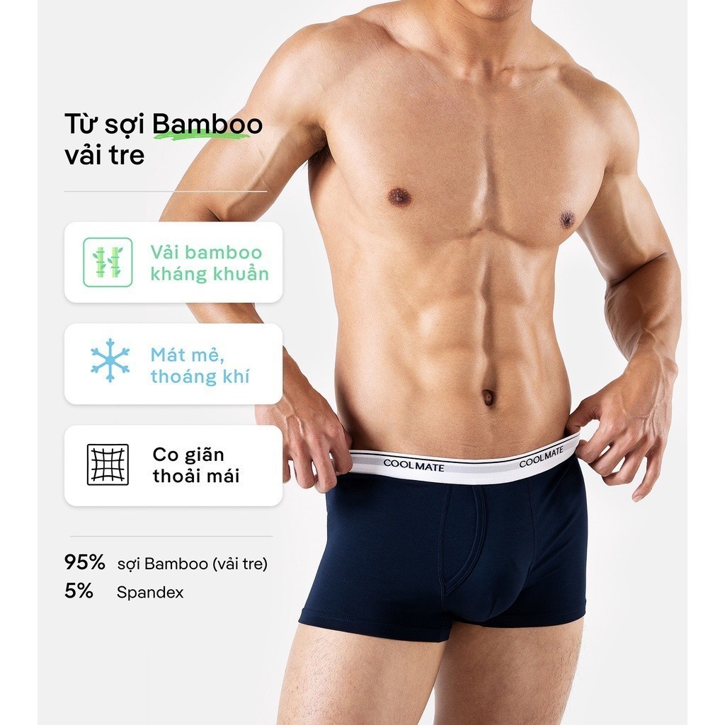 [TẶNG QUÀ ĐƠN 329K]Combo 03 quần lót nam khe moi Bamboo Trunk kháng khuẩn Coolmate