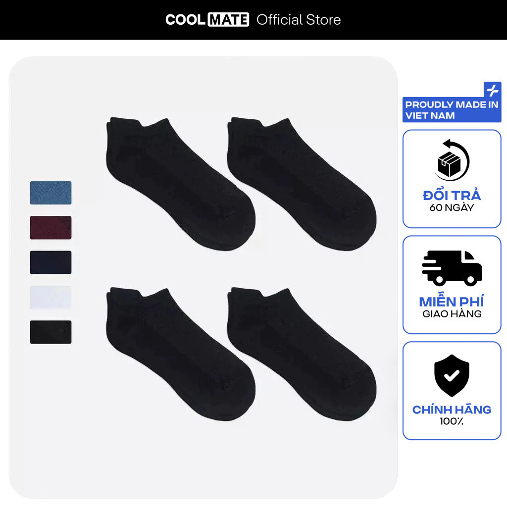 [MUA 2 GIẢM 5%]Combo 4 tất cổ ngắn Cotton thoáng khí Coolmate