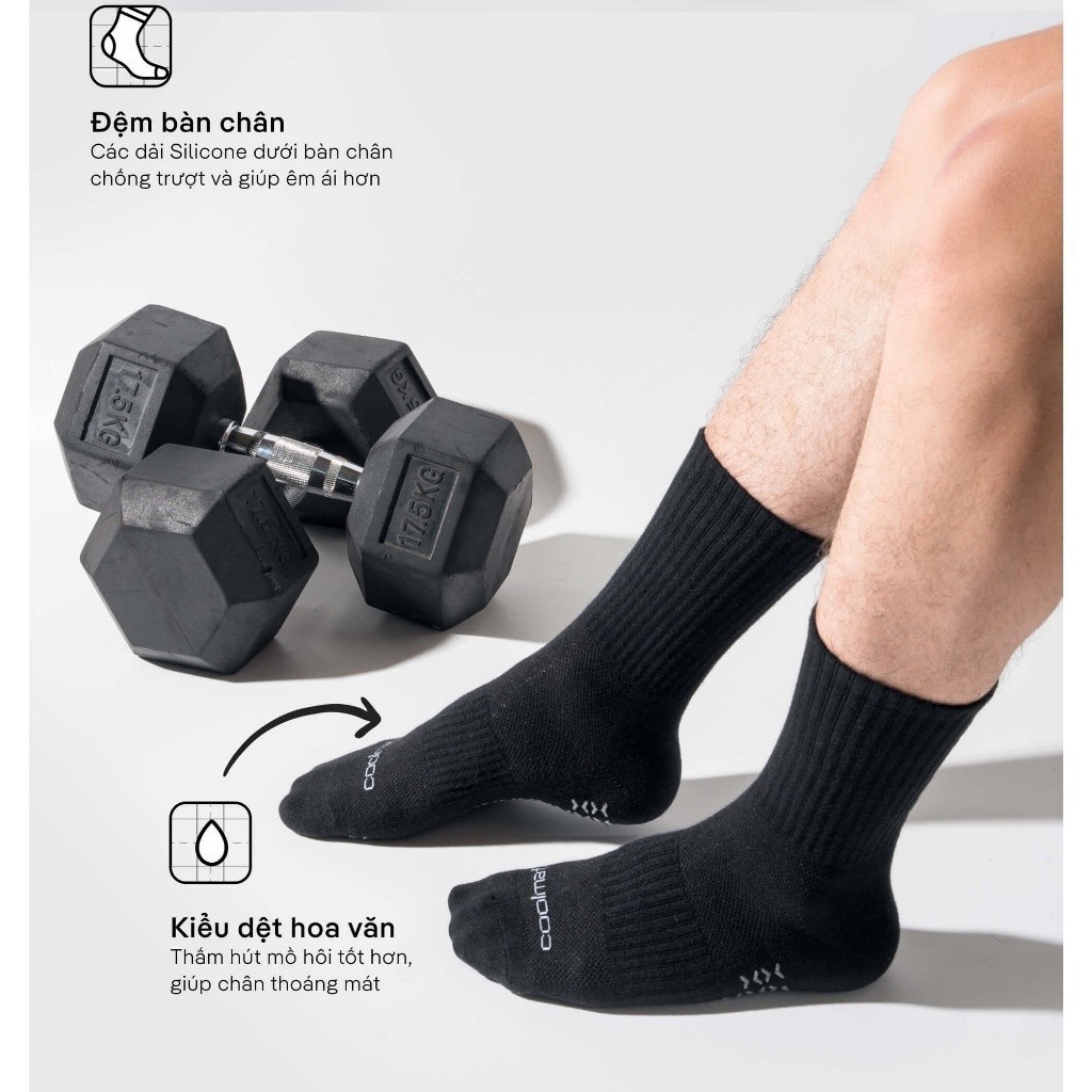 [MUA 2 GIẢM 5%]Tất Vớ thể thao cổ dài chống trượt tập gym thể thao Coolmate