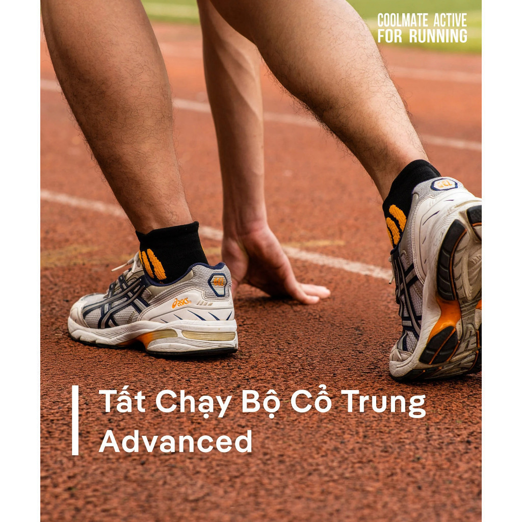 [MUA 2 GIẢM 5%]Tất/Vớ chạy bộ cổ thể thao Trung Advanced, tất running mềm mại, hỗ trợ chuyển động - Coolmate