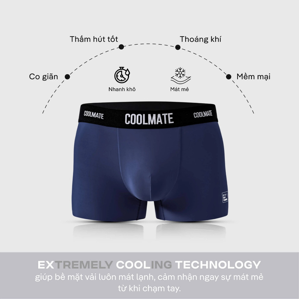 [TẶNG QUÀ ĐƠN 329K]Combo 2 quần lót Trunk Excool Clean Cut co giãn siêu thấm hút Coolmate