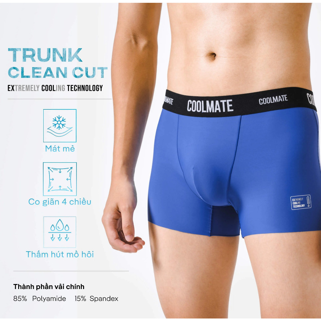 [TẶNG QUÀ ĐƠN 329K]Combo 2 quần lót Trunk Excool Clean Cut co giãn siêu thấm hút Coolmate