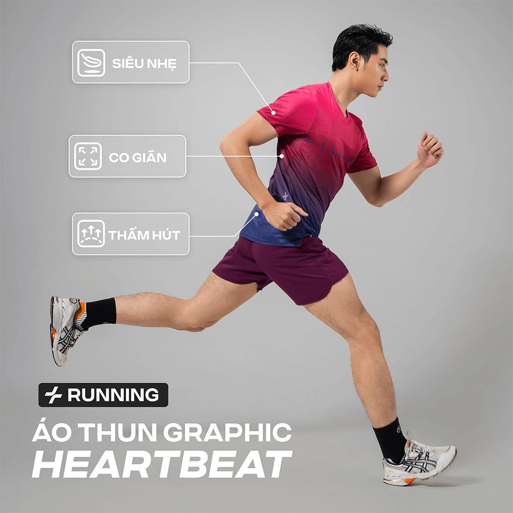 [MUA 4 GIẢM 20%]Áo thun nam thể thao chạy bộ Graphic Heartbeat siêu nhẹ, thoáng khí, thấm hút tốt - Coolmate