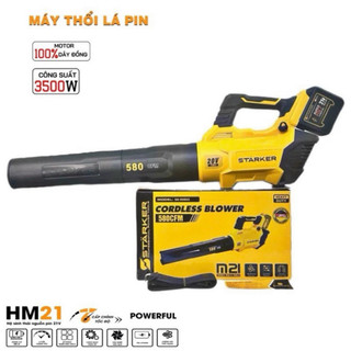 Máy thổi bụi, thổi lá công suất lớn STARKER dùng chân pin thông dụng công suất 13m3/min - điều chỉnh 3 tốc độ điện tử