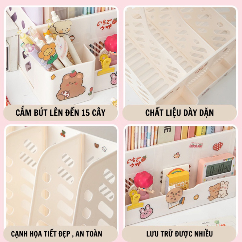Kệ Đựng Tài Liệu Để Bàn 4 Ngăn Dành Cho Học Sinh Văn Phòng